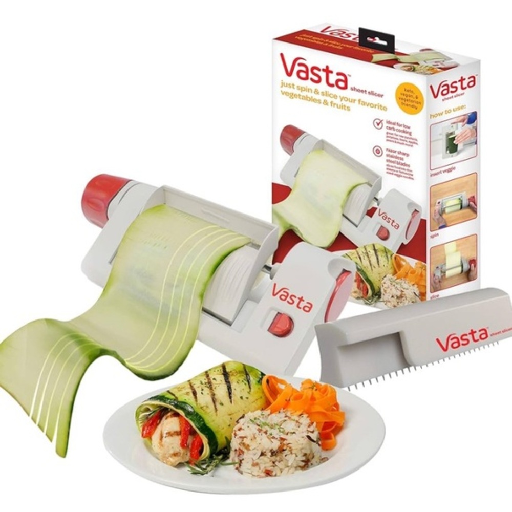 VASTA Veggie & Fruit Sheet Slicer, Stainless Steel Blade, 2 Attachments